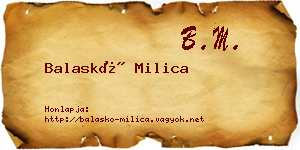 Balaskó Milica névjegykártya